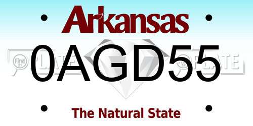 0AGD55 Arkansas License Plate