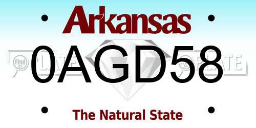 0AGD58 Arkansas License Plate
