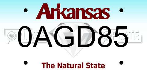0AGD85 Arkansas License Plate
