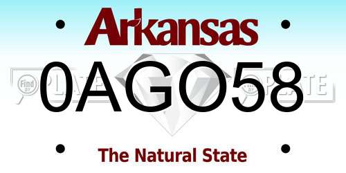 0AGO58 Arkansas License Plate