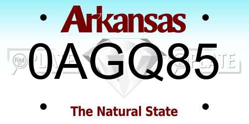 0AGQ85 Arkansas License Plate