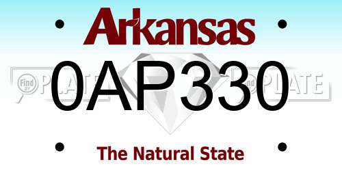 0AP330 Arkansas License Plate