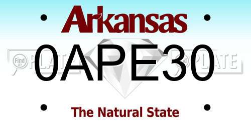 0APE30 Arkansas License Plate