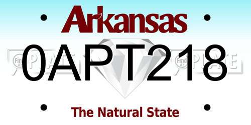 0APT218 Arkansas License Plate