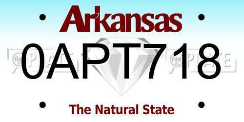 0APT718 Arkansas License Plate