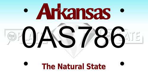 0AS786 Arkansas License Plate