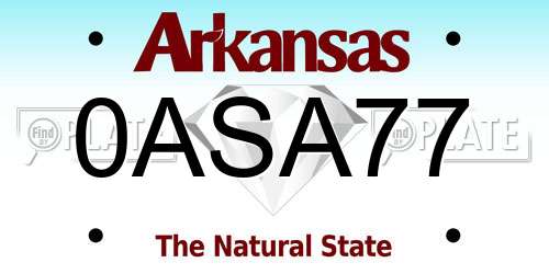 0ASA77 Arkansas License Plate