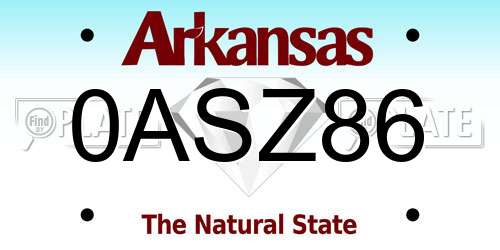 0ASZ86 Arkansas License Plate