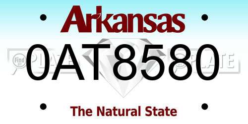 0AT8580 Arkansas License Plate