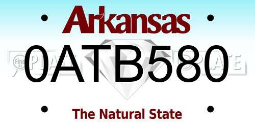 0ATB580 Arkansas License Plate
