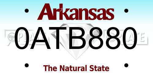 0ATB880 Arkansas License Plate