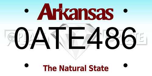 0ATE486 Arkansas License Plate