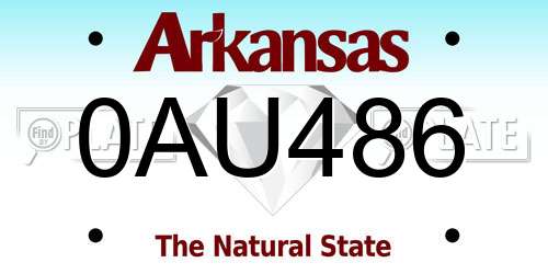 0AU486 Arkansas License Plate