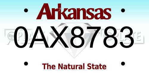 0AX8783 Arkansas License Plate