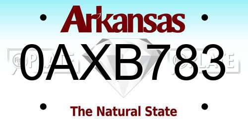 0AXB783 Arkansas License Plate