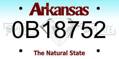 0B18752 Arkansas License Plate