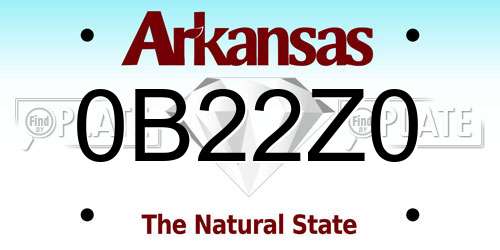 0B22Z0 Arkansas License Plate