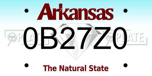 0B27Z0 Arkansas License Plate