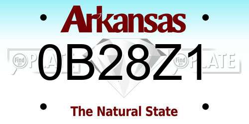 0B28Z1 Arkansas License Plate