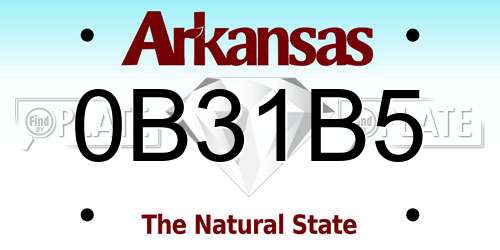 0B31B5 Arkansas License Plate