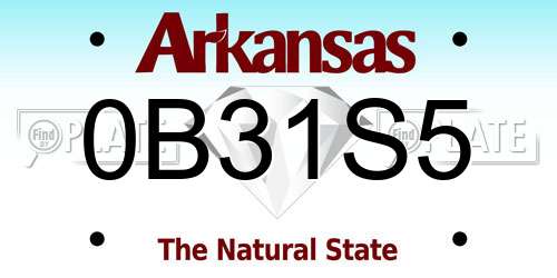0B31S5 Arkansas License Plate