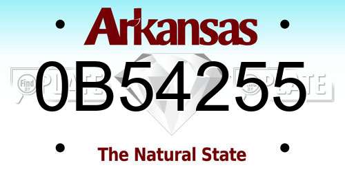 0B54255 Arkansas License Plate