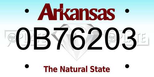 0B76203 Arkansas License Plate