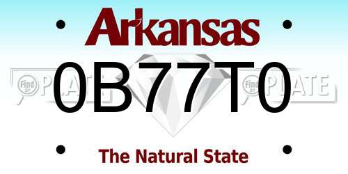 0B77T0 Arkansas License Plate