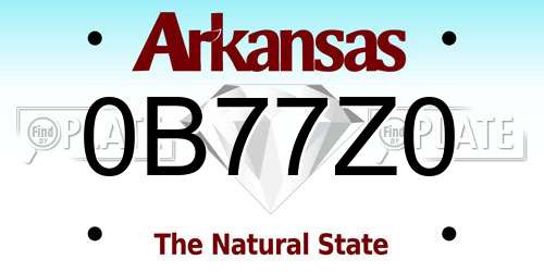 0B77Z0 Arkansas License Plate