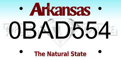 0BAD554 Arkansas License Plate