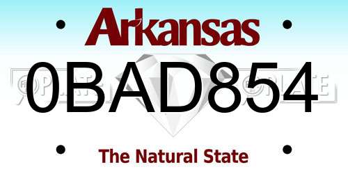 0BAD854 Arkansas License Plate