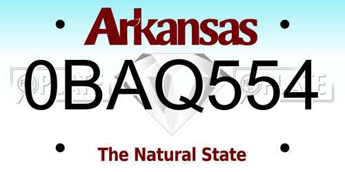 0BAQ554 Arkansas License Plate