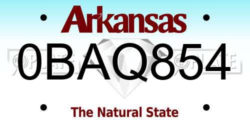 0BAQ854 Arkansas License Plate