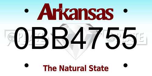 0BB4755 Arkansas License Plate