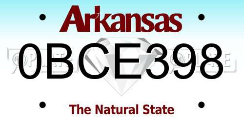 0BCE398 Arkansas License Plate