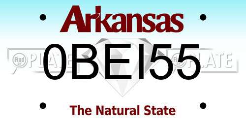 0BEI55 Arkansas License Plate