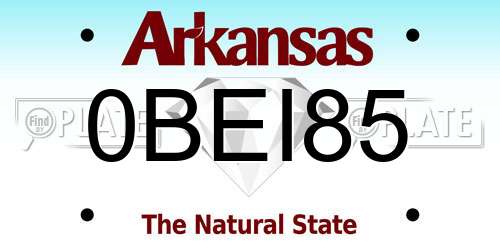 0BEI85 Arkansas License Plate