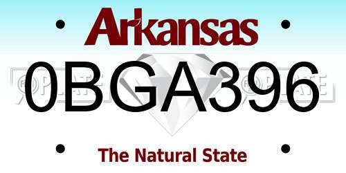 0BGA396 Arkansas License Plate
