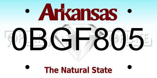 0BGF805 Arkansas License Plate