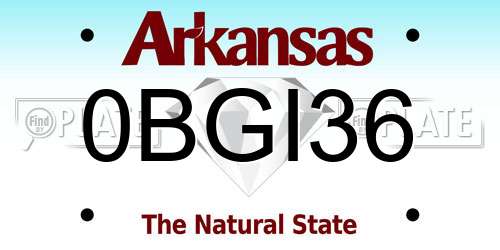 0BGI36 Arkansas License Plate