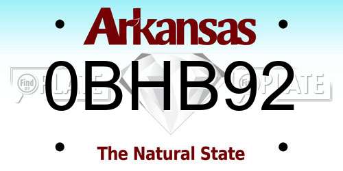 0BHB92 Arkansas License Plate