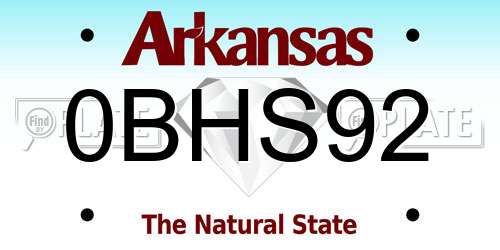 0BHS92 Arkansas License Plate