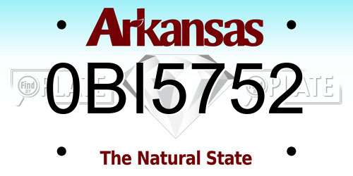 0BI5752 Arkansas License Plate
