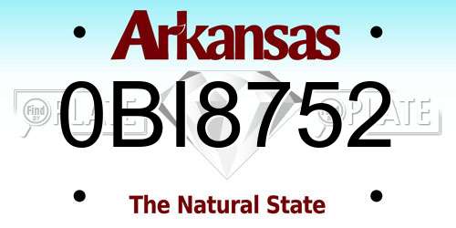 0BI8752 Arkansas License Plate