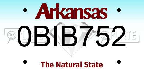 0BIB752 Arkansas License Plate