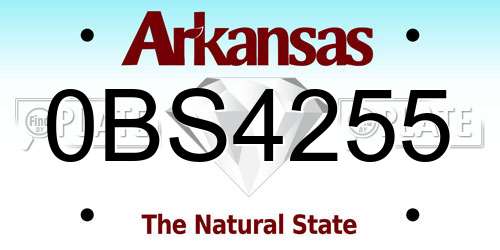 0BS4255 Arkansas License Plate