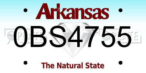 0BS4755 Arkansas License Plate