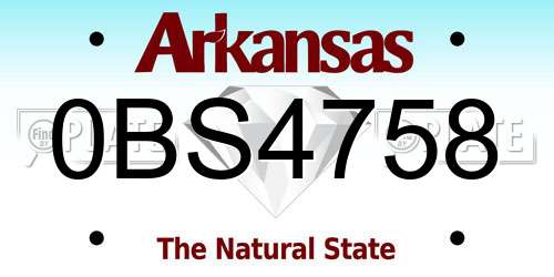 0BS4758 Arkansas License Plate
