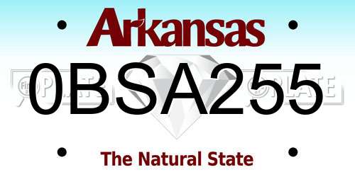 0BSA255 Arkansas License Plate