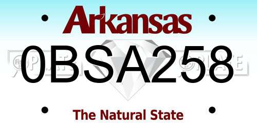 0BSA258 Arkansas License Plate